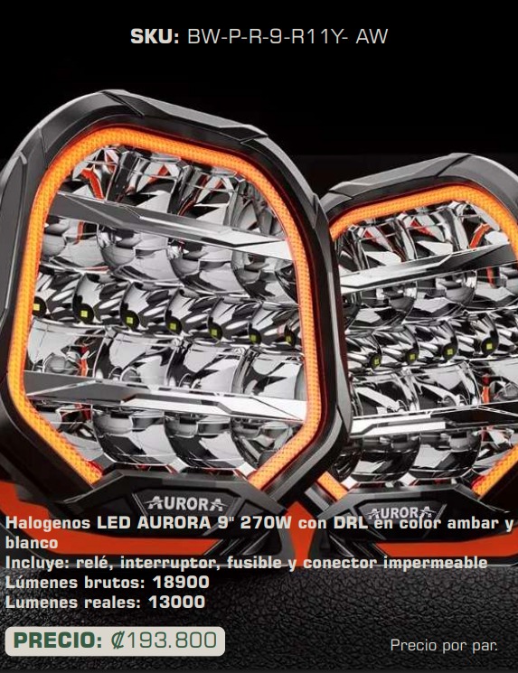 Halógenos LED AURORA 9" 270W con DRL