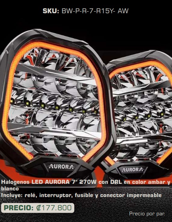 Halógenos LED AURORA 7" 270W con DRL