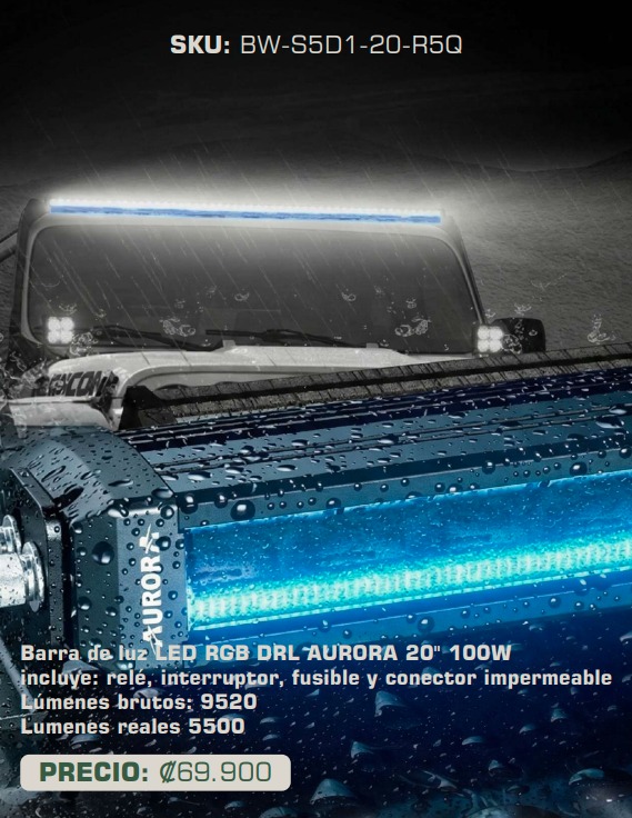 Barra de luz LED RGB DRL AURORA 20" 100W