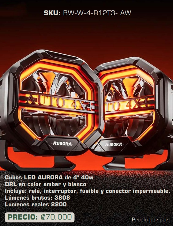 Cubos LED AURORA 4" 40W DRL